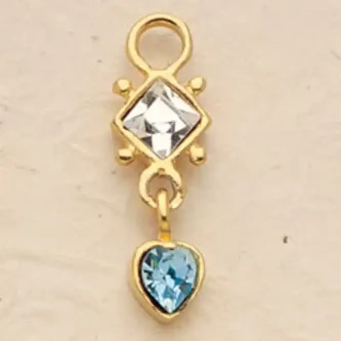 Diamond Heart Drop Charm Pair