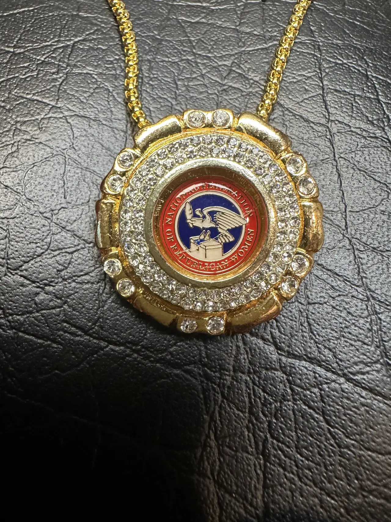 NFRW DOUBLE CRYSTAL MEDALLION AND PIN $69
