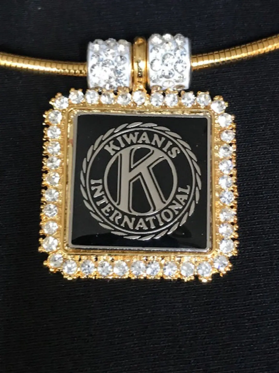 Kiwanis International Square Full Set with Crystal Beads and Push and Pull Neckwire