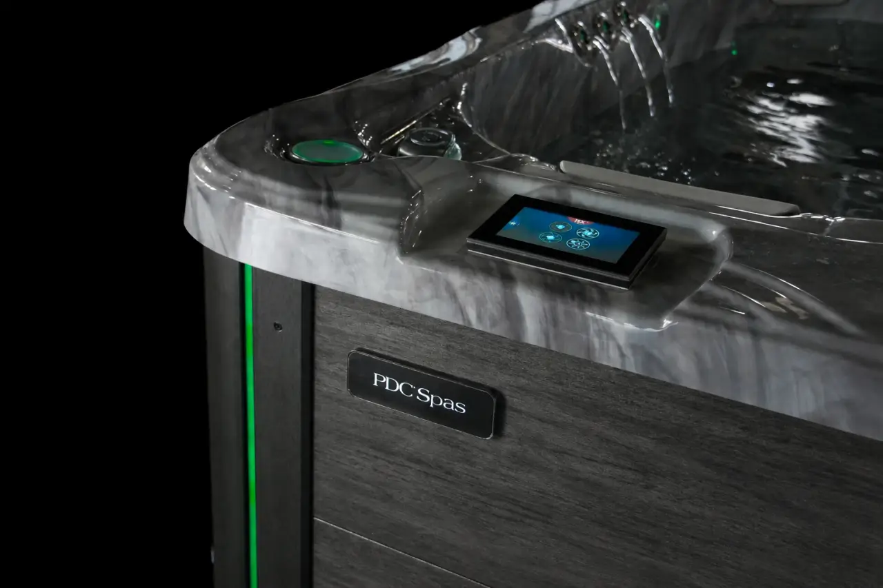 dark grey hot tub cabinet