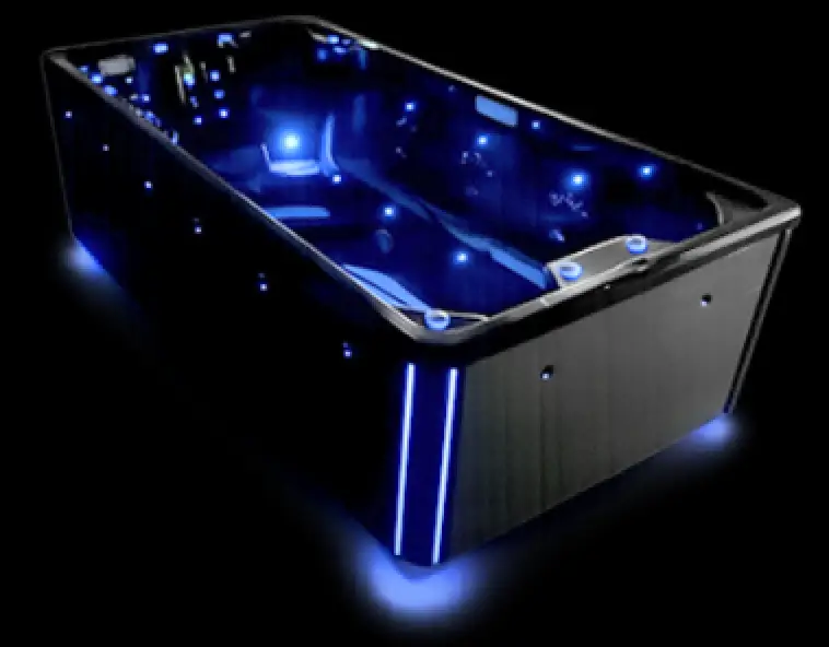 Midnight Series Splash swim spa with blue LED lighting