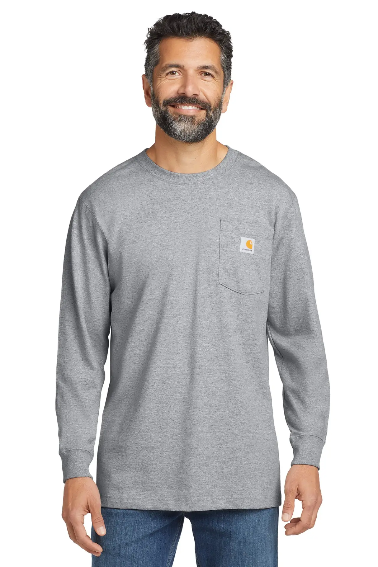 CTK126 - Carhartt Pocket Long Sleeve T-Shirt - Heather Grey