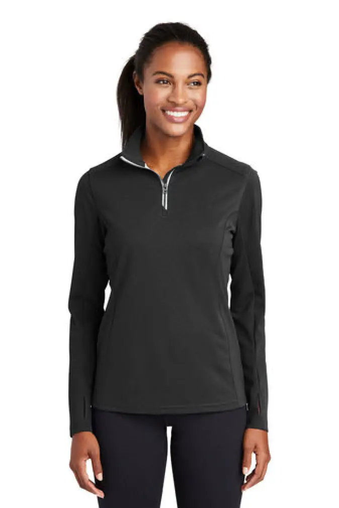 Sport-Tek® Ladies Sport-Wick® Textured 1/4-Zip Pullover-LST860