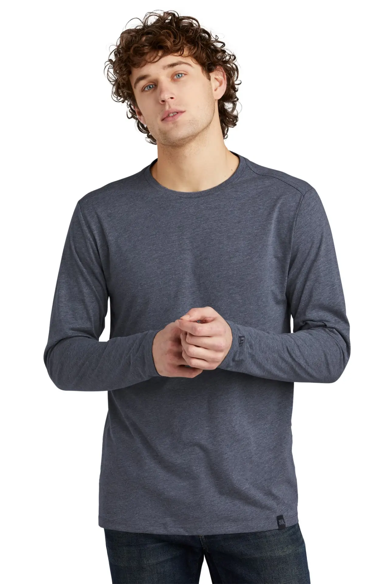 NEA102 - New Era® Heritage Blend Long Sleeve Crew Tee - True Navy Heather