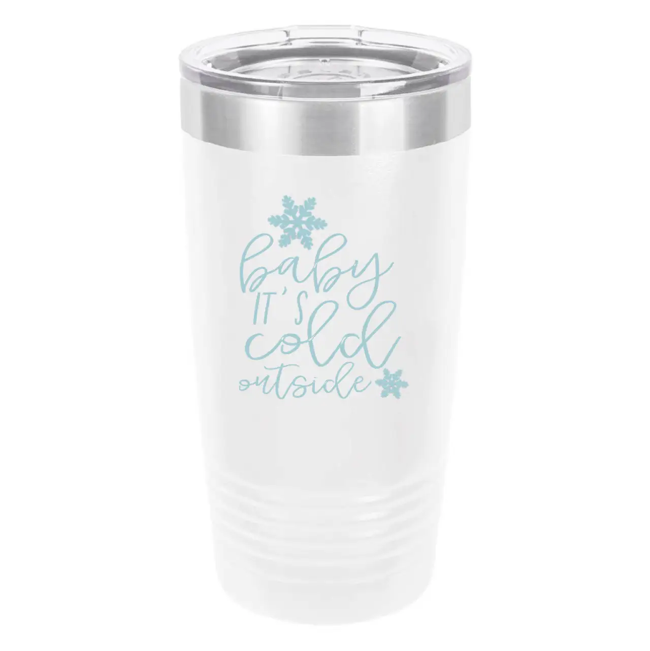Polar Camel Baby it's cold 20oz Tumbler - Ringneck Stainless Steel Tumbler Insulated Cup - Vacuum Insulated Tumbler with Clear Lid - Great Travel Tumbler - Premium Quality Stainless Steel Tumblers