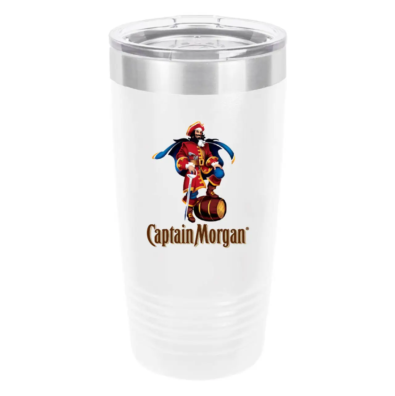 Polar Camel Captain Morgan Logo 20oz Tumbler - Ringneck Stainless Steel Tumbler Insulated Cup - Vacuum Insulated Tumbler with Clear Lid - Great Travel Tumbler - Premium Quality Stainless Steel Tumbler
