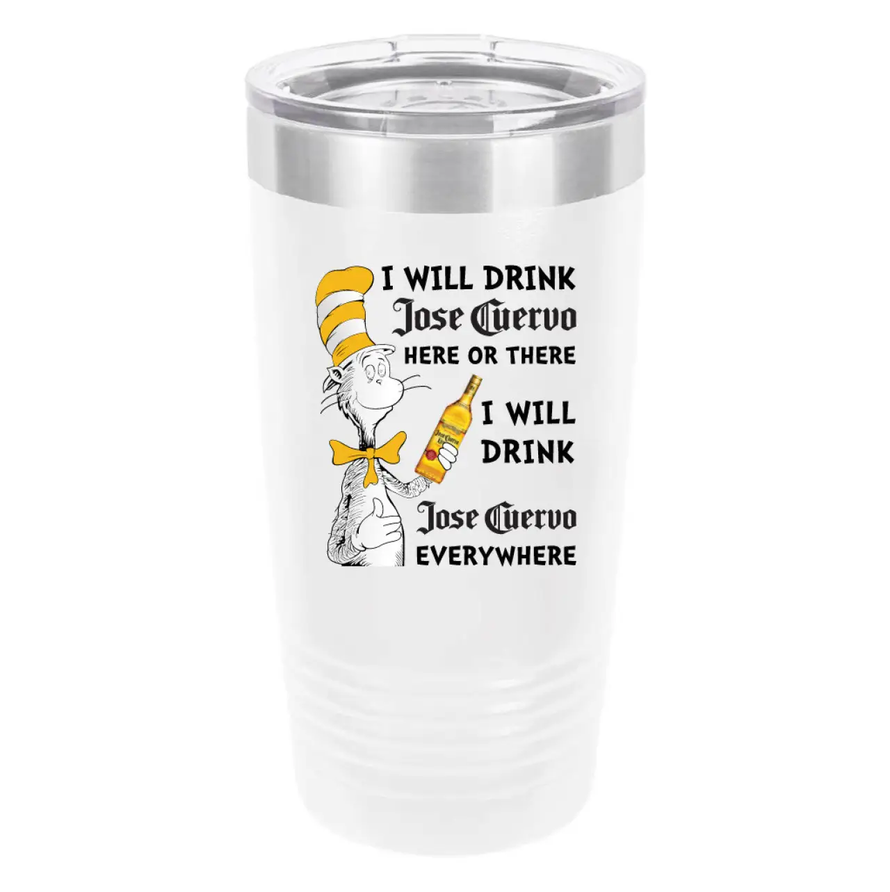 Polar Camel Cat in the Hat Jose Cuervo 20oz Tumbler - Ringneck Stainless Steel Tumbler Insulated Cup - Vacuum Insulated Tumbler with Clear Lid - Great Travel Tumbler - Premium Quality Stainless Steel Tumblers