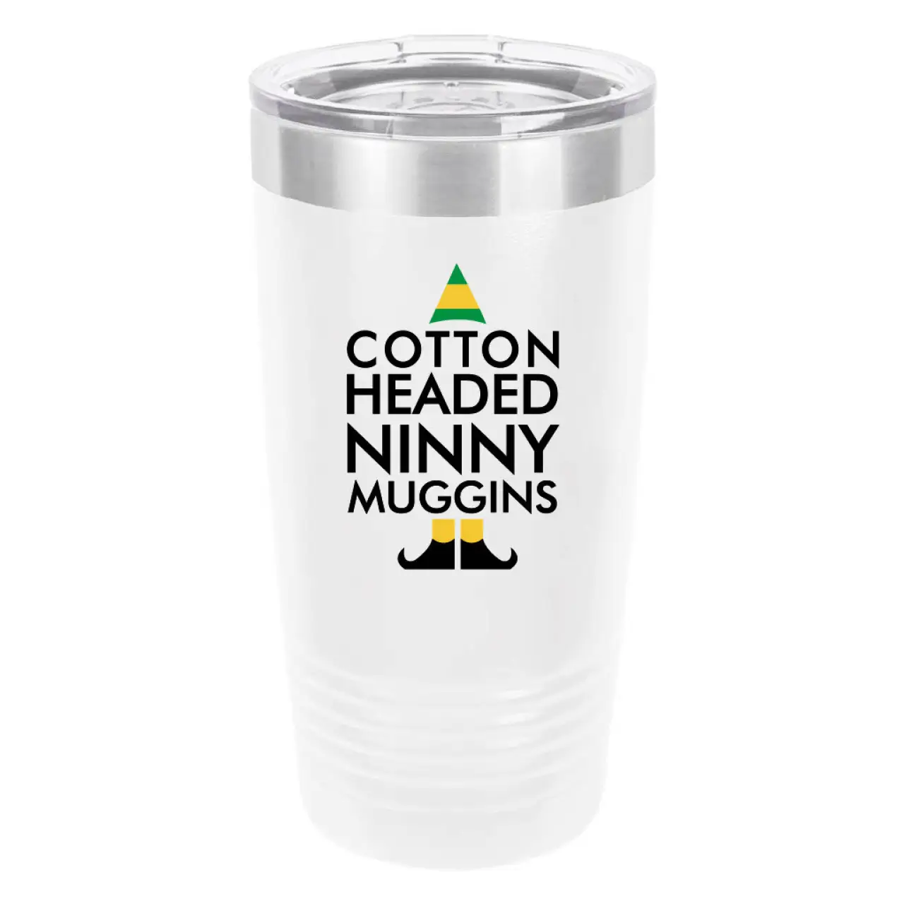 Polar Camel Elf Cotton Headed Ninny Muggins 20oz Tumbler - Ringneck Stainless Steel Tumbler Insulated Cup - Vacuum Insulated Tumbler with Clear Lid - Great Travel Tumbler - Premium Quality Stainless Steel Tumblers