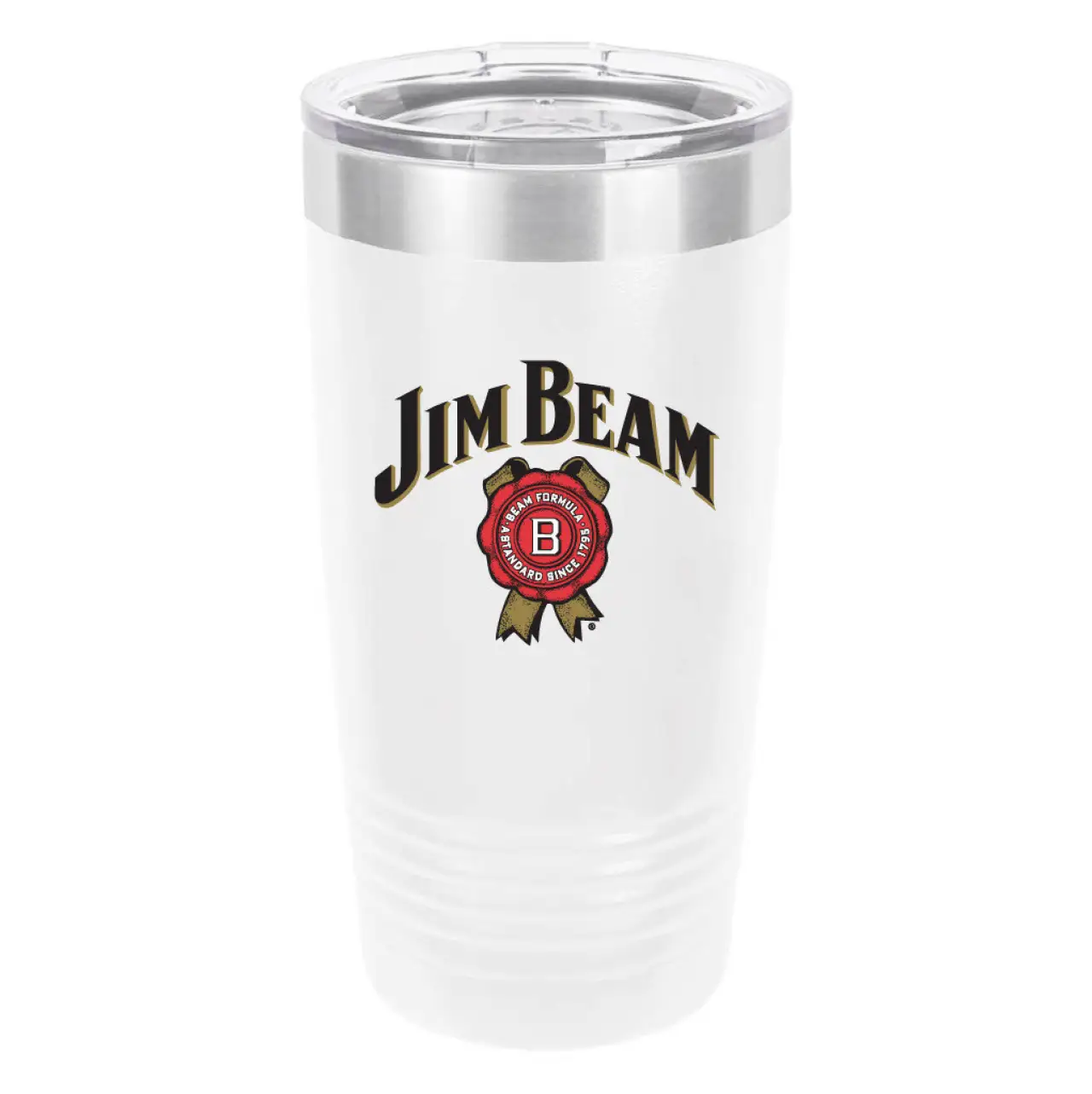 Polar Camel Jim Beam Logo 20oz Tumbler - Ringneck Stainless Steel Tumbler Insulated Cup - Vacuum Insulated Tumbler with Clear Lid - Great Travel Tumbler - Premium Quality Stainless Steel Tumblers