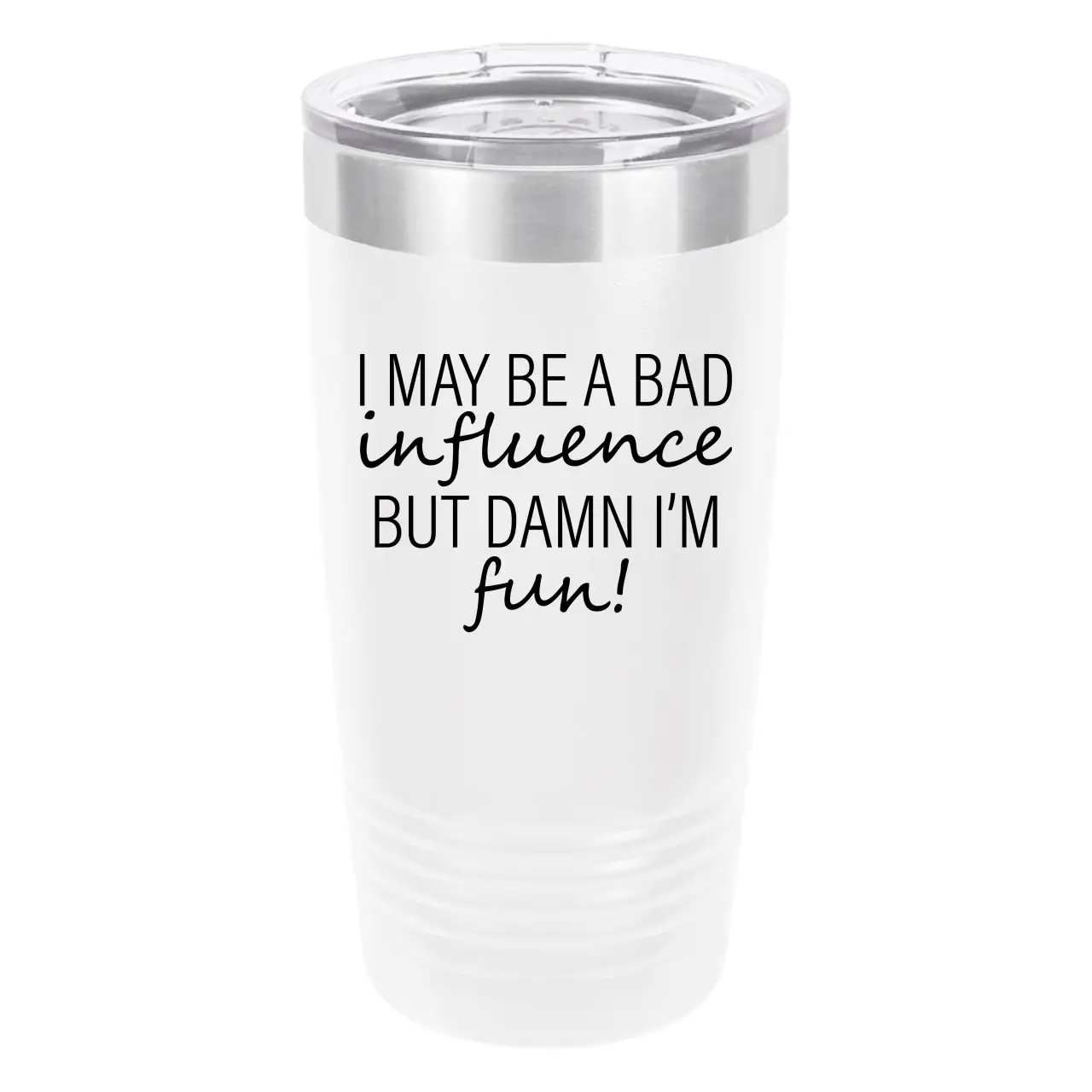 Polar Camel Bad Influence 20oz Tumbler - Ringneck Stainless Steel Tumbler Insulated Cup - Vacuum Insulated Tumbler with Clear Lid - Great Travel Tumbler - Premium Quality Stainless Steel Tumblers