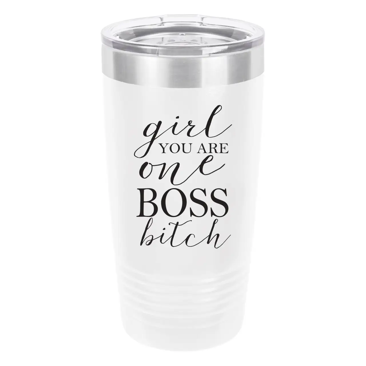 Polar Camel Boss Bitch 20oz Tumbler - Ringneck Stainless Steel Tumbler Insulated Cup - Vacuum Insulated Tumbler with Clear Lid - Great Travel Tumbler Premium Quality Stainless Steel Tumbler