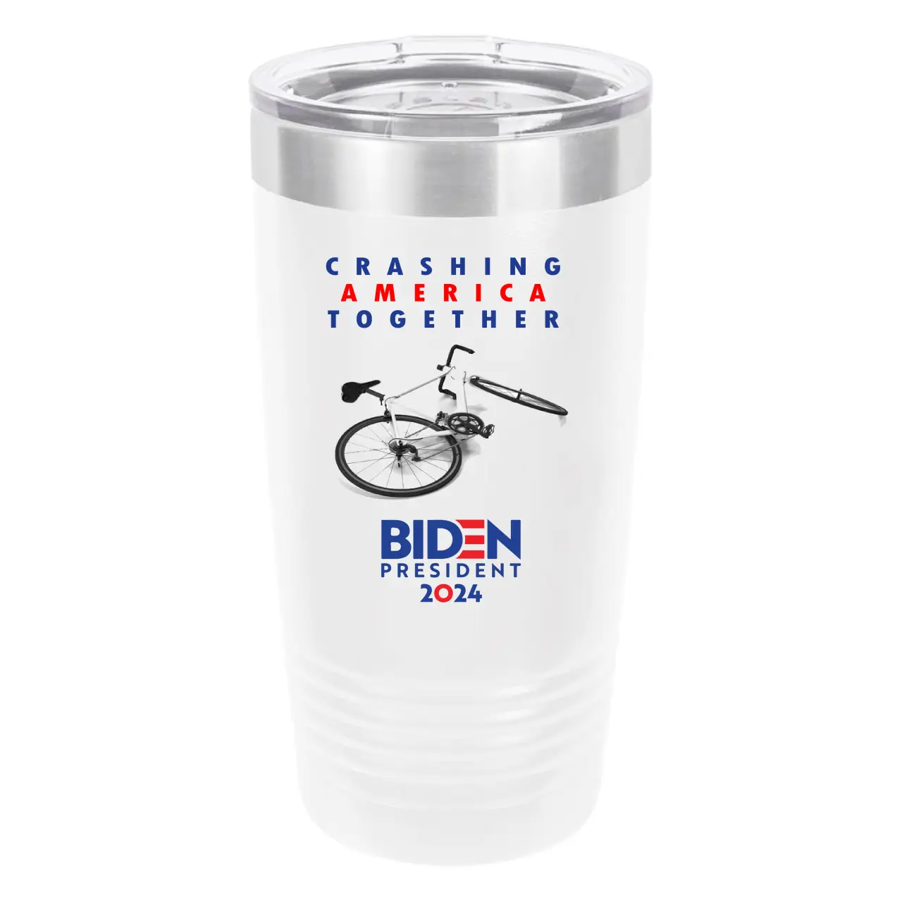 Polar Camel Biden Bike 20oz Tumbler - Ringneck Stainless Steel Tumbler Insulated Cup - Vacuum Insulated Tumbler with Clear Lid - Great Travel Tumbler - Premium Quality Stainless Steel Tumblers