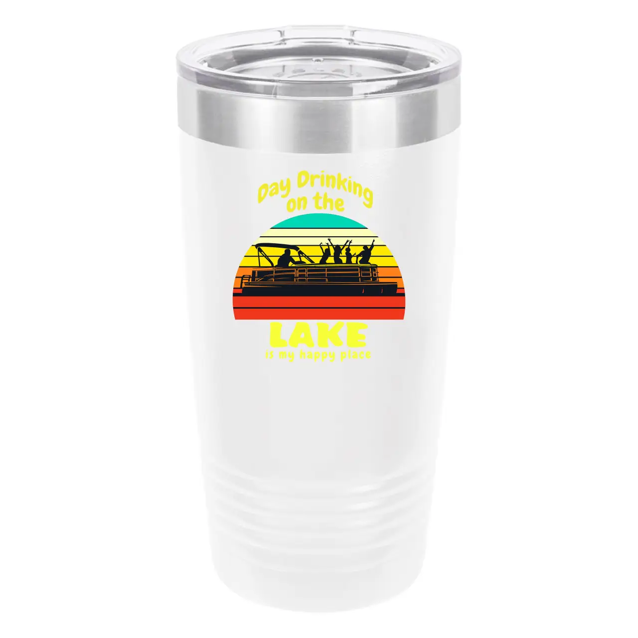 Polar Camel Day Drinking on the Lake 20oz Tumbler - Ringneck Stainless Steel Tumbler Insulated Cup - Vacuum Insulated Tumbler with Clear Lid - Great Travel Tumbler Premium Quality Stainless Steel Tumbler