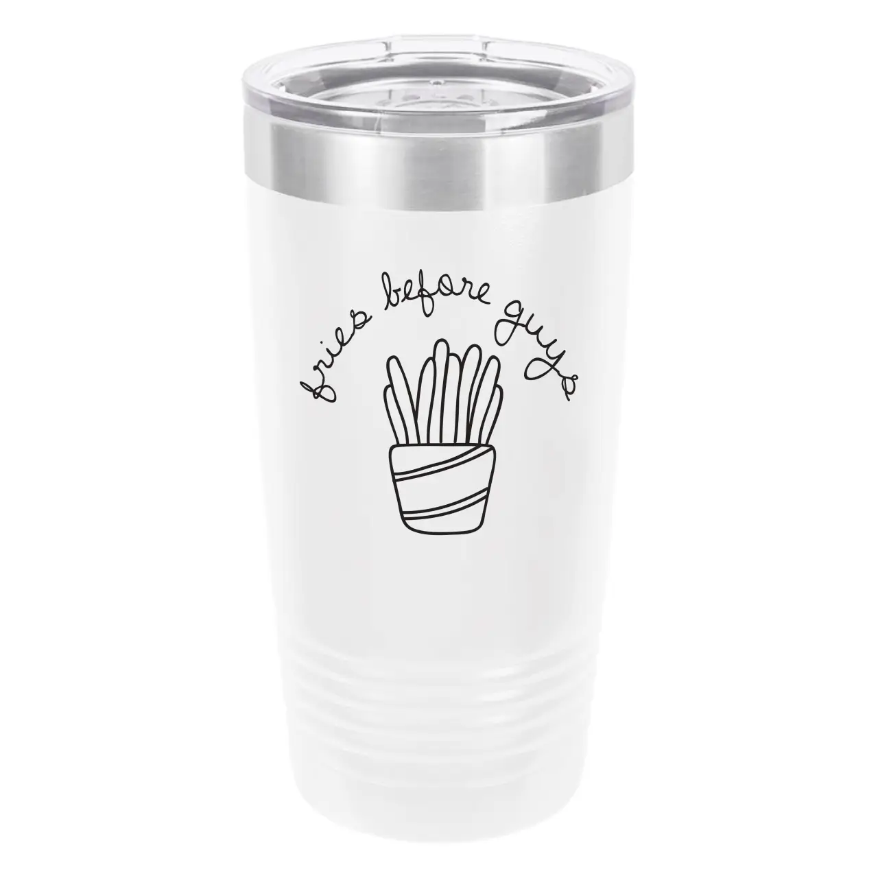 Polar Camel Fries Before Guys 20oz Tumbler - Ringneck Stainless Steel Tumbler Insulated Cup - Vacuum Insulated Tumbler with Clear Lid - Great Travel Tumbler Premium Quality Stainless Steel Tumbler