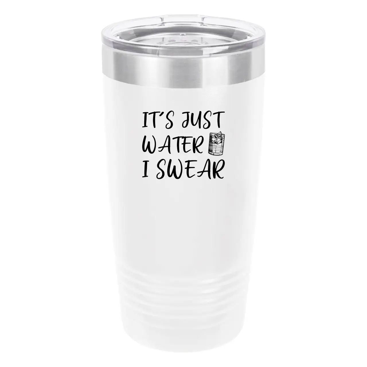 Polar Camel It's Just Water 20oz Tumbler - Ringneck Stainless Steel Tumbler Insulated Cup - Vacuum Insulated Tumbler with Clear Lid - Great Travel Tumbler Premium Quality Stainless Steel Tumbler