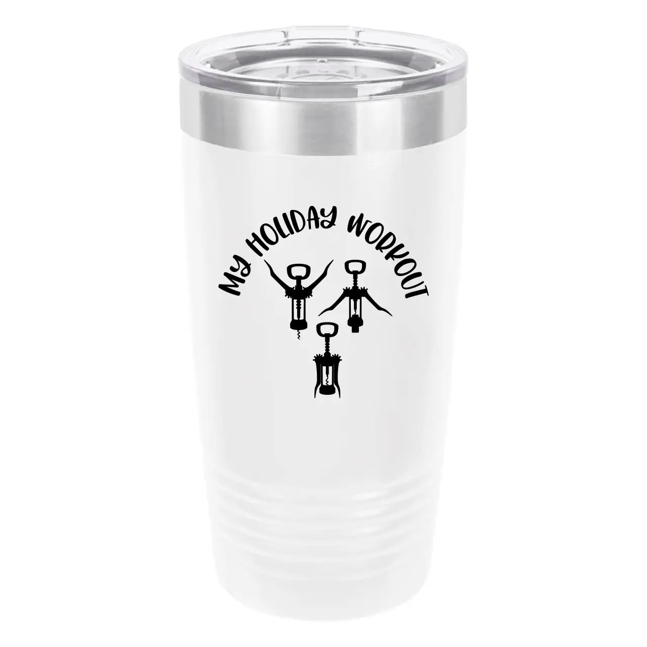 Polar Camel My Holiday Workout 20oz Tumbler - Ringneck Stainless Steel Tumbler Insulated Cup - Vacuum Insulated Tumbler with Clear Lid - Great Travel Tumbler Premium Quality Stainless Steel Tumbler