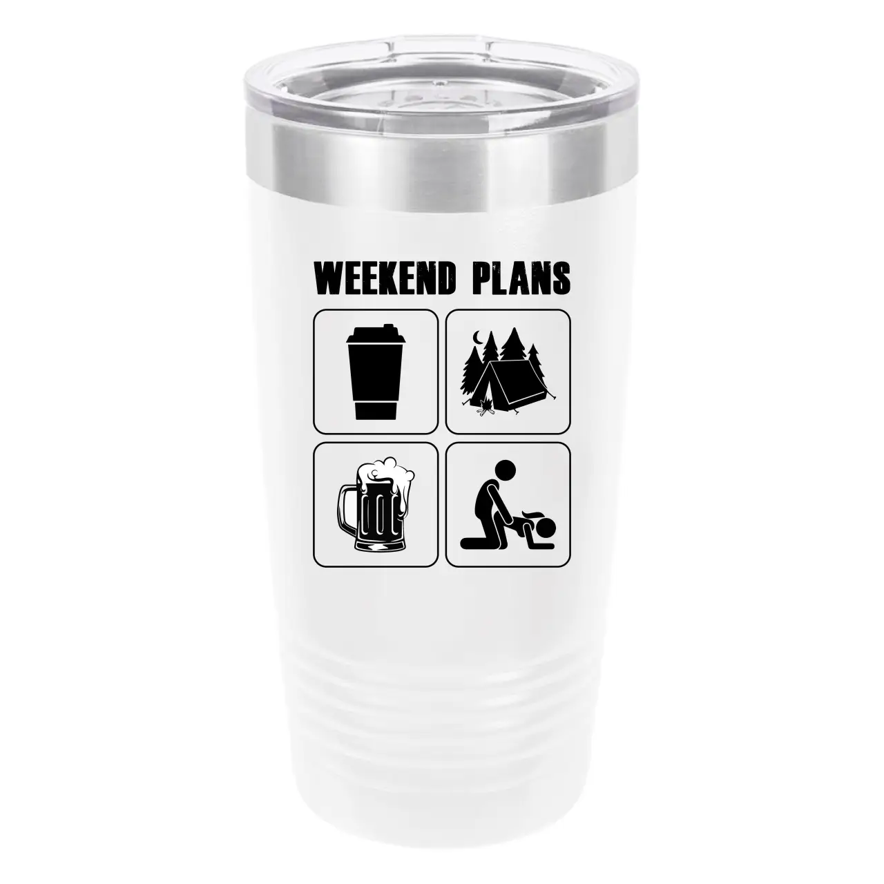 Polar Camel Weekend Plans 20oz Tumbler - Ringneck Stainless Steel Tumbler Insulated Cup - Vacuum Insulated Tumbler with Clear Lid - Great Travel Tumbler Premium Quality Stainless Steel Tumbler
