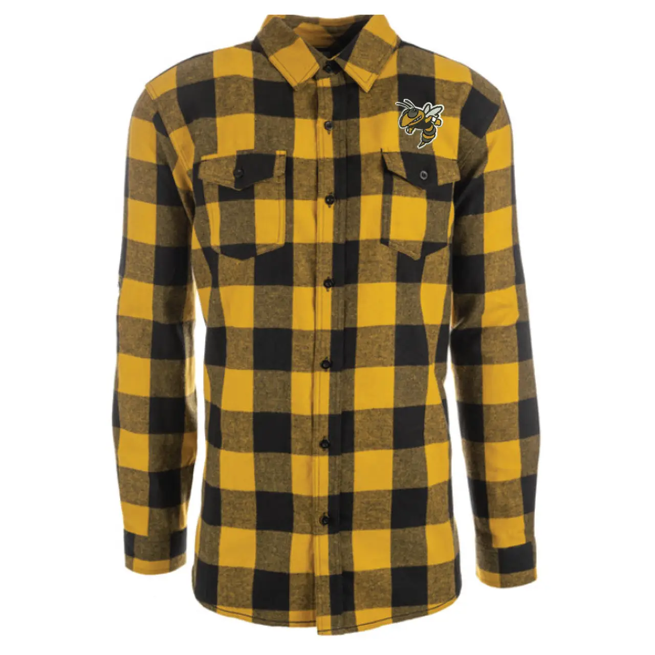 Burnside Men's Plaid Flannel Shirt with Embroidered Mascot