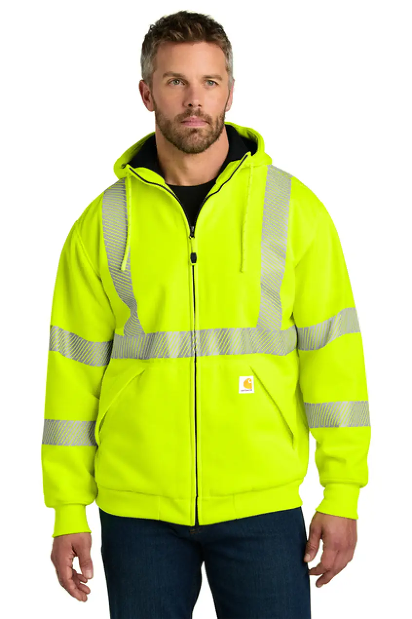 High-Visibility Loose Fit Midweight Thermal-Lined Full-Zip Class 3 Sweatshirt