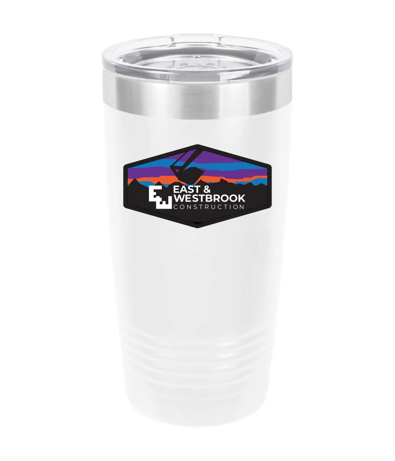 EW Purple & Blue Logo - White Polar Camel 20 oz. Coral Ringneck Vacuum Insulated Tumbler w/Clear Lid