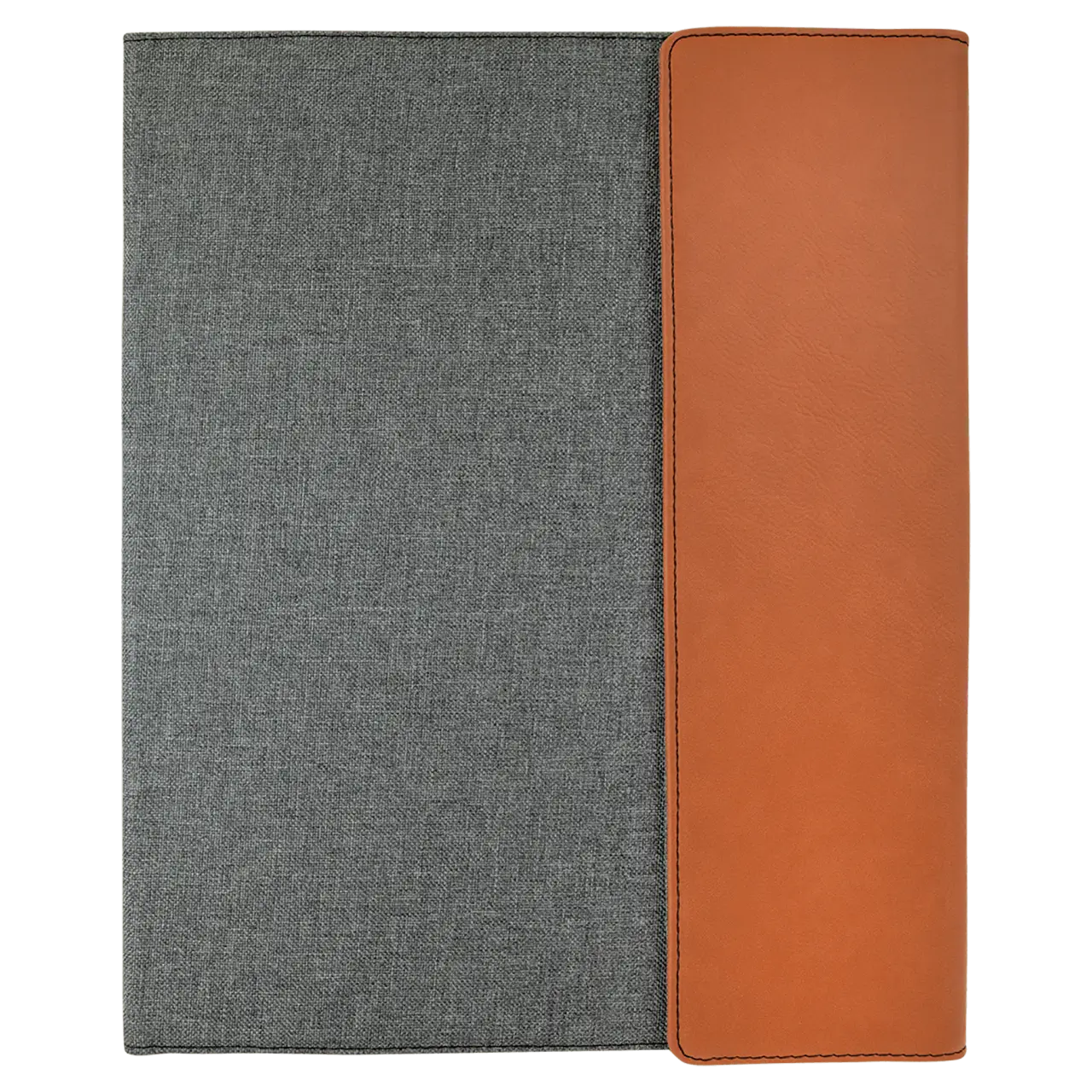 GFT1217 - 9 1/2" x 12" Rawhide Laserable Leatherette / Gray Canvas Portfolio with Notepad