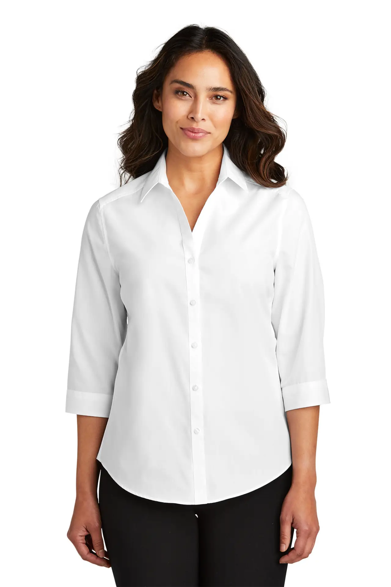 LW102 Port Authority® Women's 3/4-Sleeve Carefree Poplin Shirt - FNB