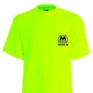 Safety Yellow Pocket Tee Shirt Front Left Chest Logo