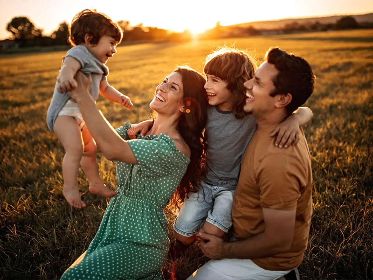 parents and children playing