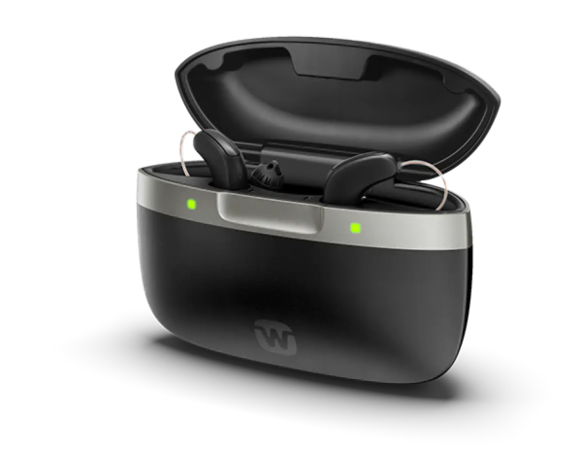 widex hearing aids with case