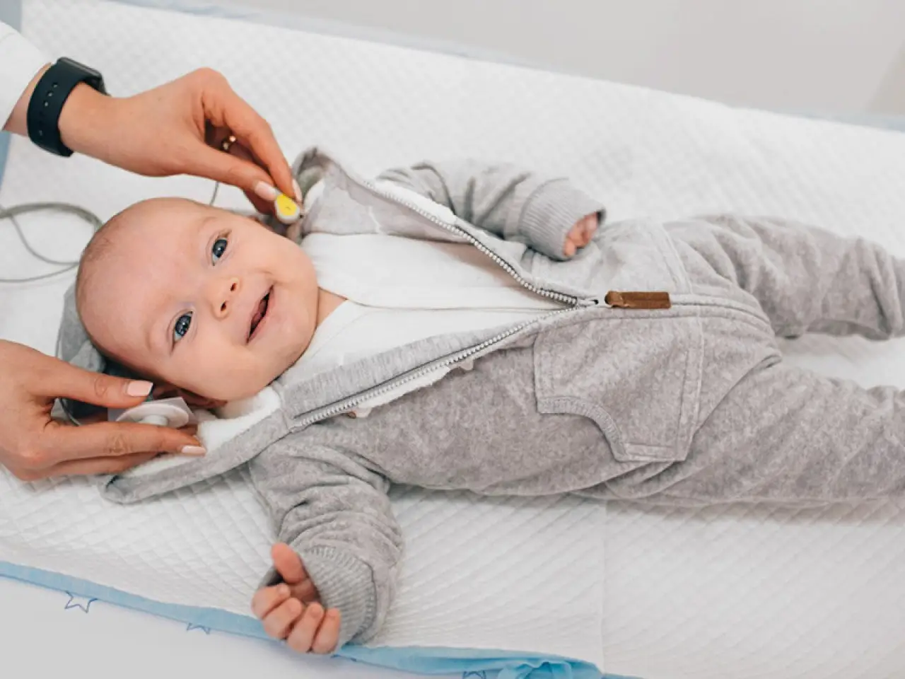 baby having a hearing test