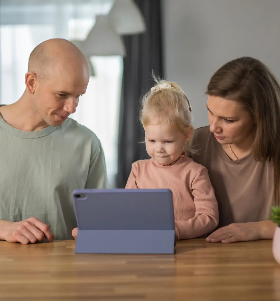mother and father with daughter
