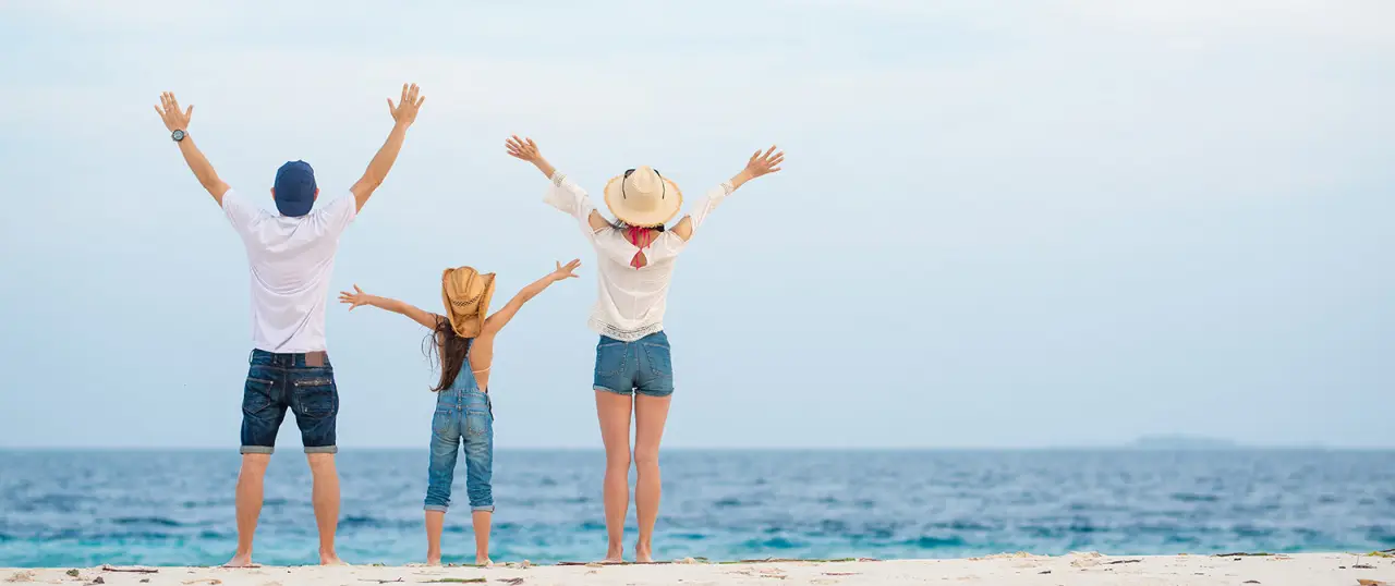 family on the beach