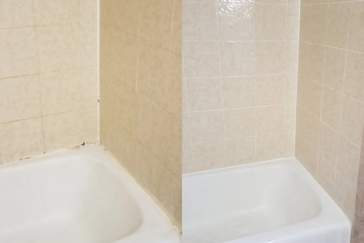 Before & After Shower Re-grouting Picture in Rochester NY