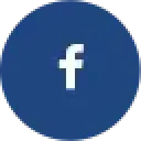 White lowercase f centered on a blue circle, representing the Facebook logo.
