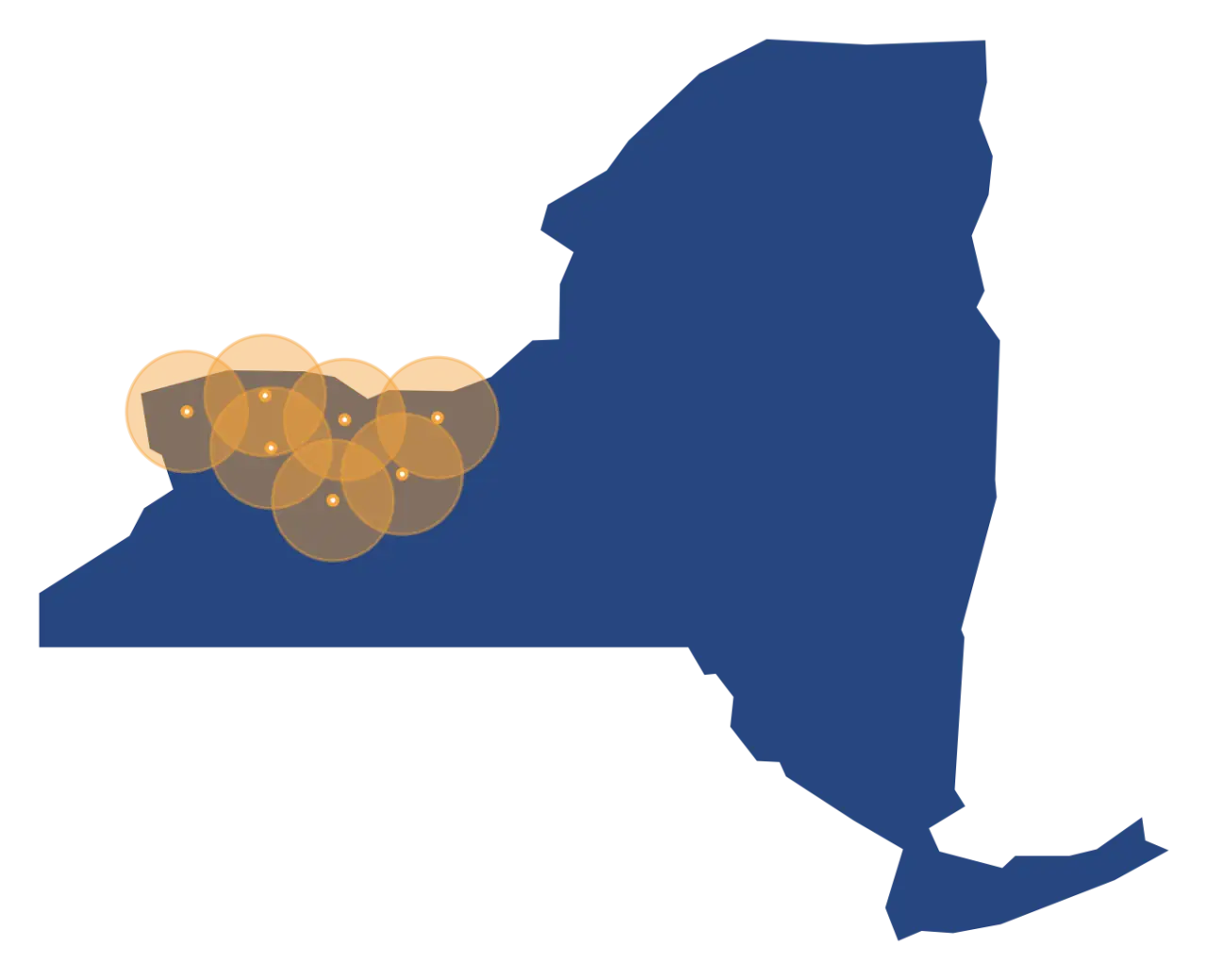 Little Blue Removal service area map across Western New York