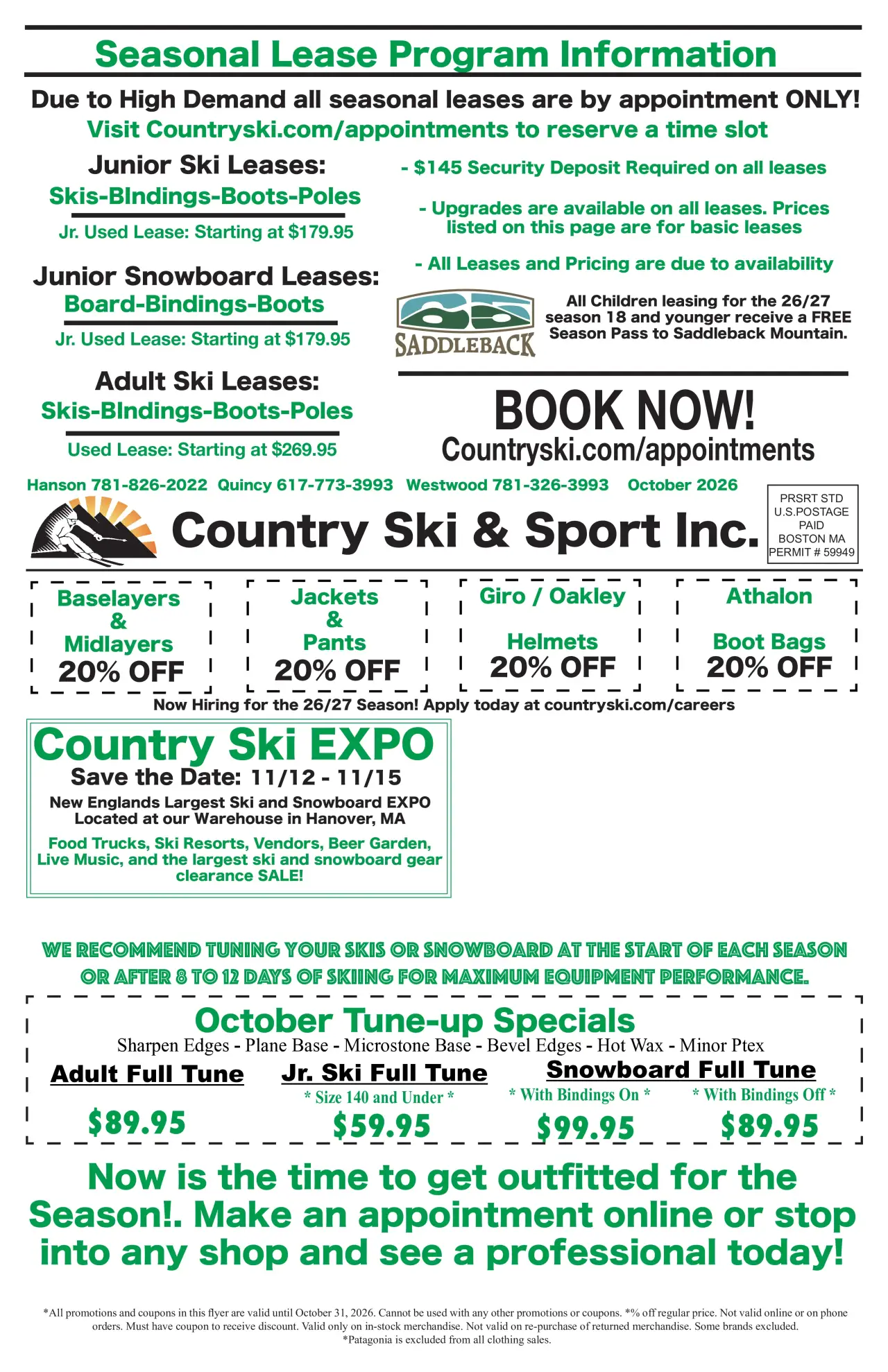 october specials country ski and sport 