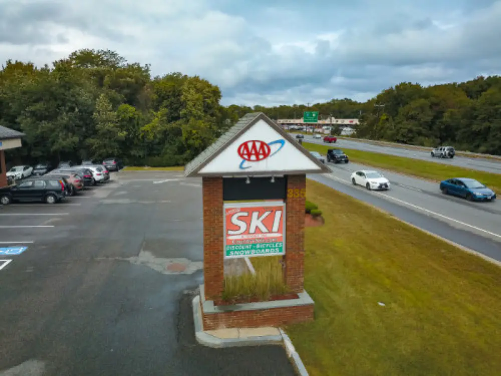 exterior shot of the sign of Country Ski in Westwood