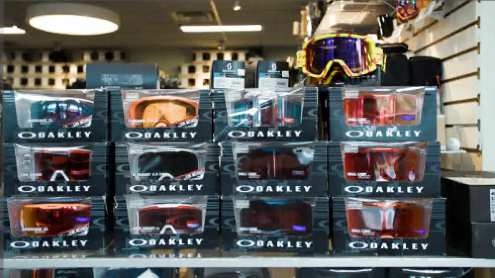 Oakley ski and snowboard display at Westwood Country Ski