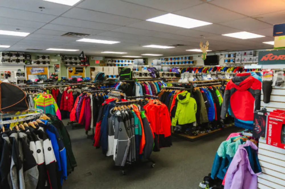 winter jacket selection at country ski in westwood MA