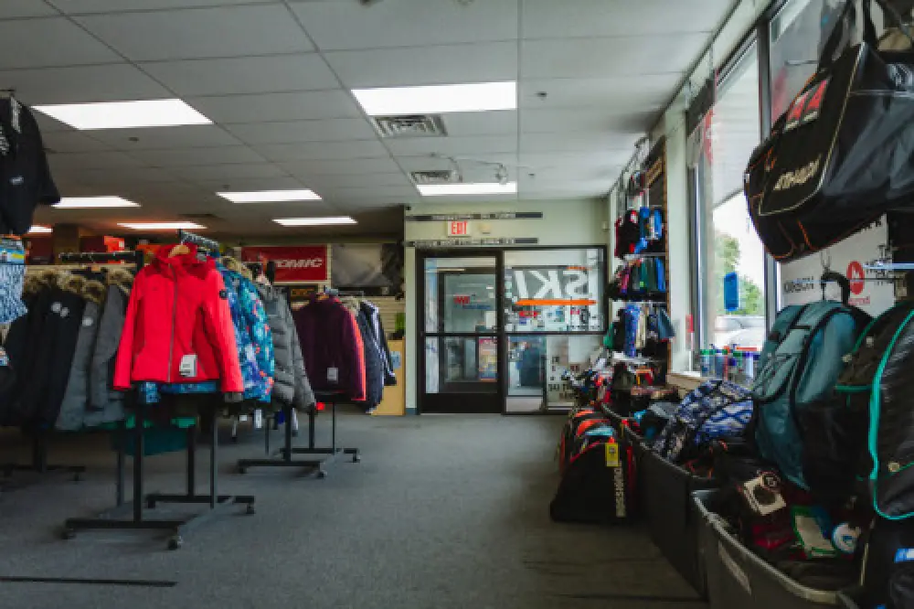wide shot of interior storefront of Country Ski in Westwood