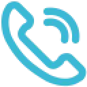 Blue phone receiver icon with two curved lines, indicating a phone call or communication.