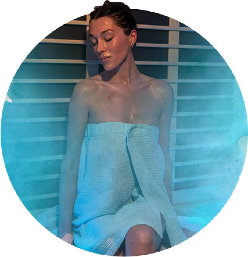 woman relaxing during a far-infrared sweat therapy