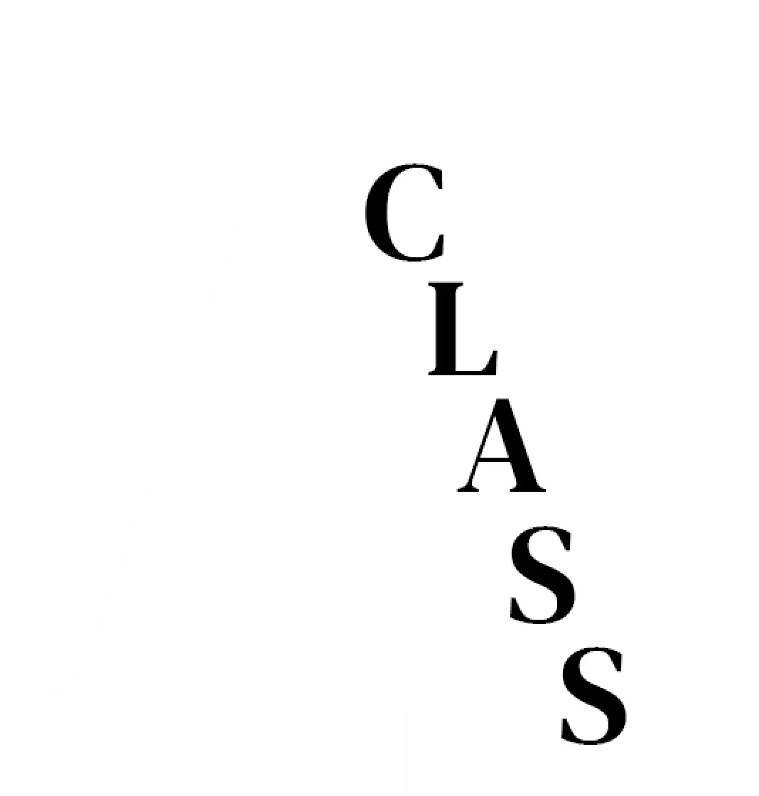 Large white letter A with the word class written on it in black font.