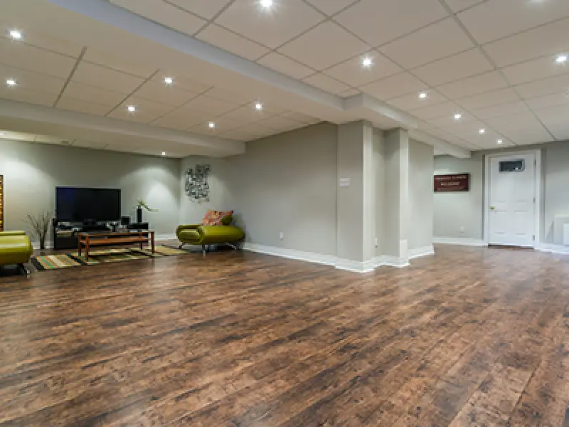 beautiful new basement remodeled by class a construction in rochester ny