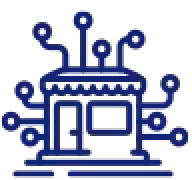 computer and storefront logo