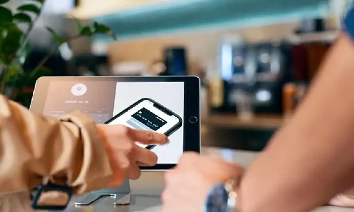 customer uses tap-to-pay with their phone