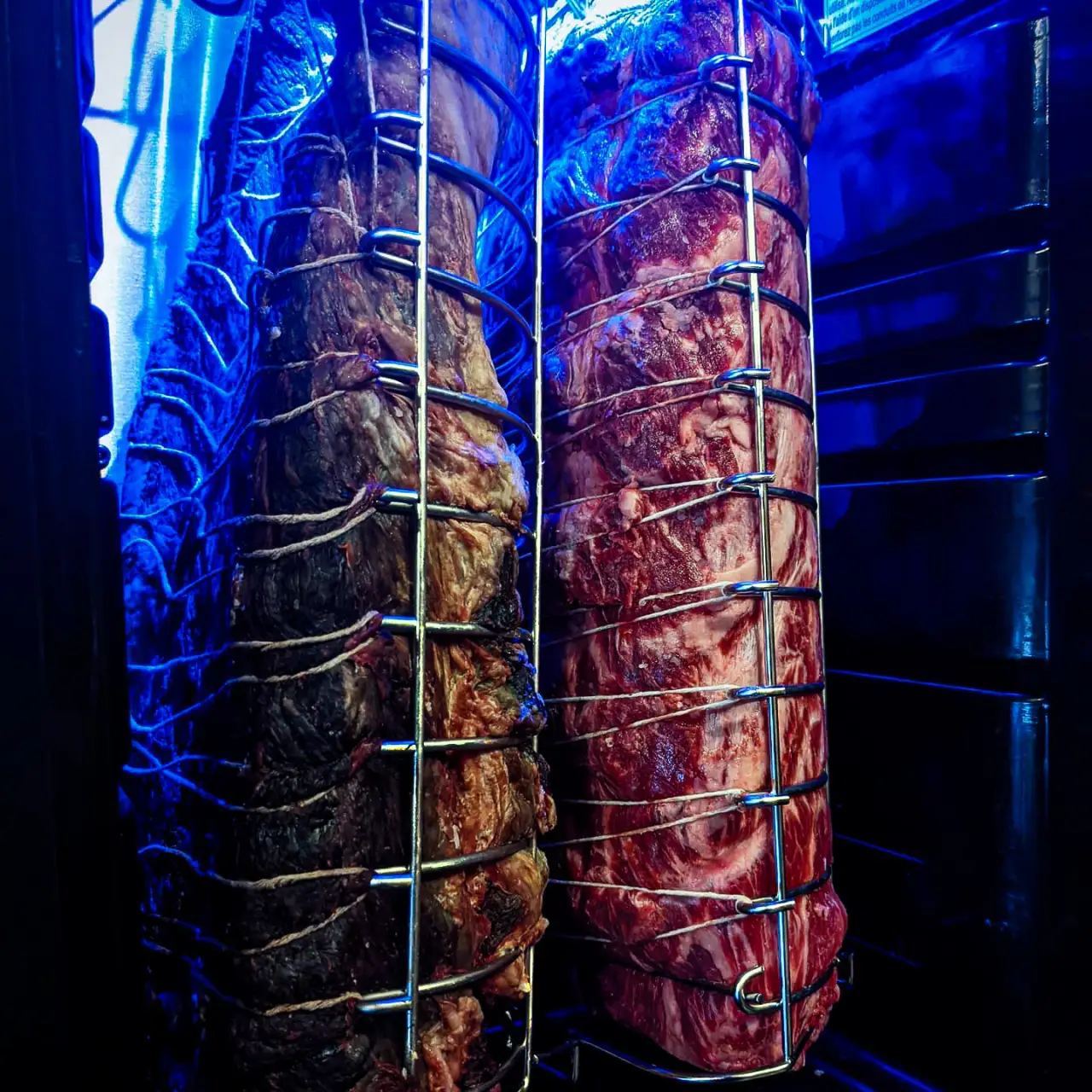 trussed meat in dry age machiene 