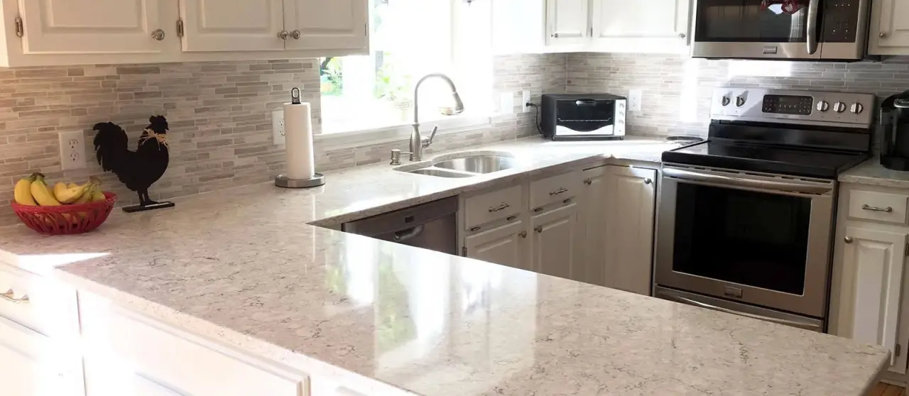 white quartz countertops with black specks