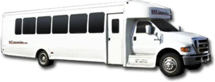 32 Passenger White Limo Bus