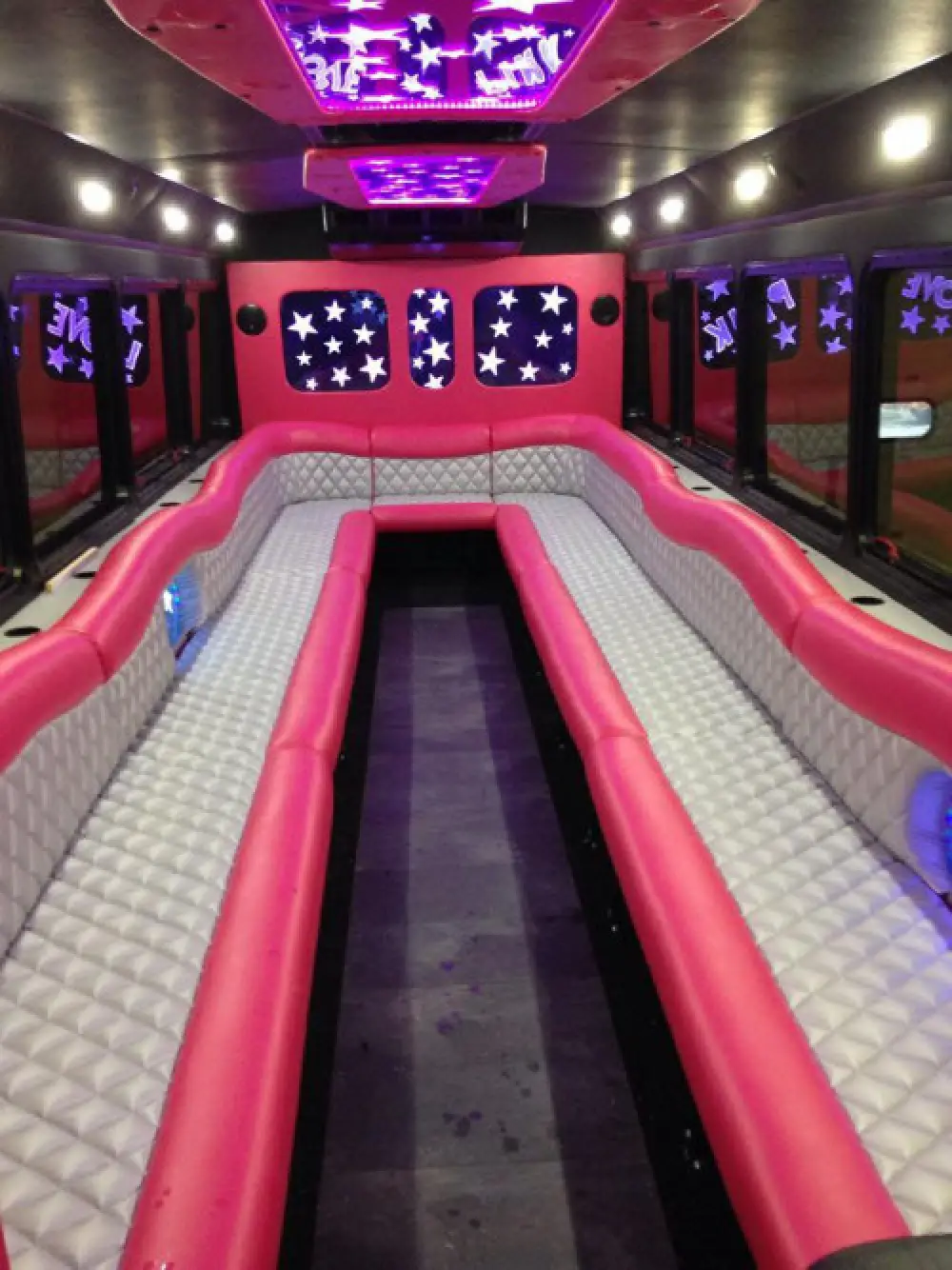 Pink Limo Bus interior